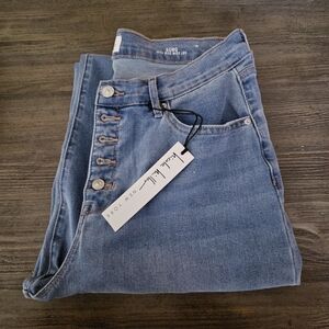 Nicole Miller Womens Soho High Rise Wide Leg 5 Button Jeans Size 12 NWT Ret $99